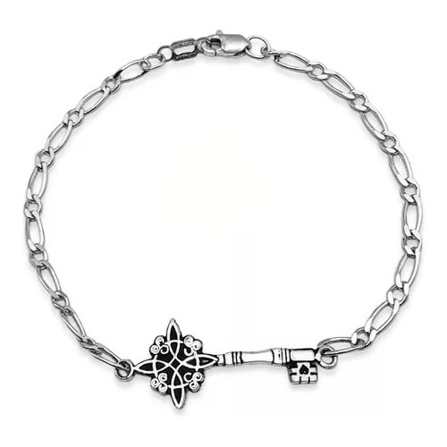 Pulsera Llave Nudo Bruja Hilo Trenzado Curado En Plata 925