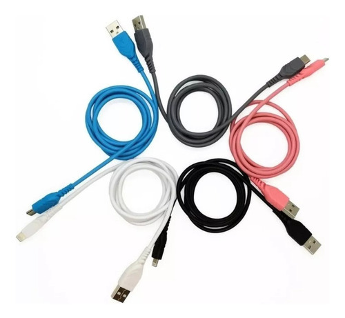 Cable Micro Usb A Usb Datos 1 Metro P/ Celular 2.4 Amp Carga Color Negro