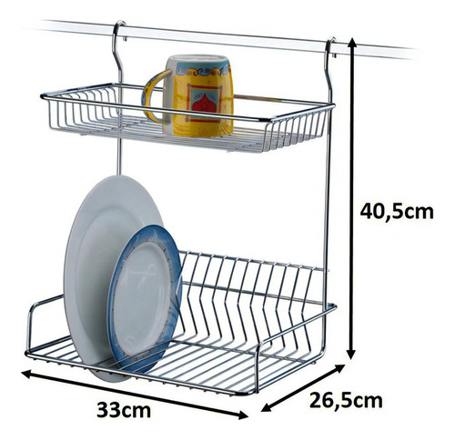 Escurridor De Platos De 2 Niveles Para Barra De Pared Cromada 2400 - Future