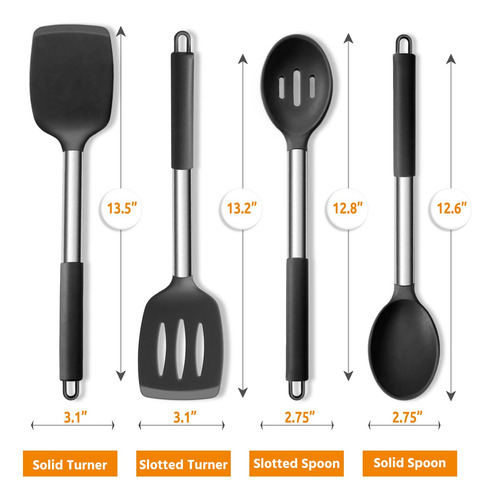 Set De 4 Utensilios De Cocina Antiadherentes De Silicona Esp