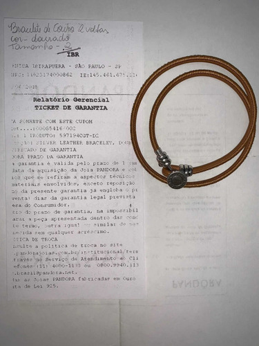 Pulseira/bracelete De Couro Com Prata 925 - Pandora Original