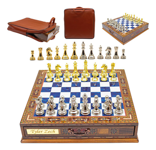 Juego De Ajedrez Hecho A Mano Con Cajón, Tablero De Ajedrez