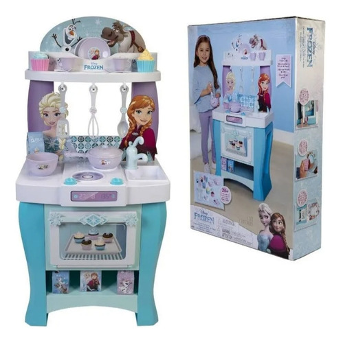 Cocinita Para Niñas Frozen Elsa Y Ana Cocina Juguete Color Celeste