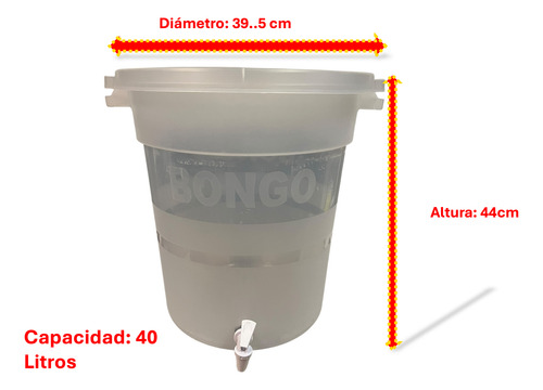 2 Piezas Contenedor De Liquidos Bongo 40 Litros Con Llave Transparente