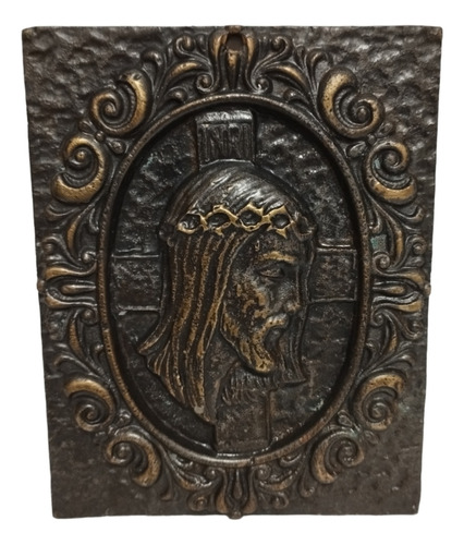 Imagen De Jesús En Relieve Placa De Bronce Cuadro Pequeño 