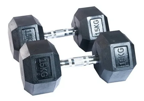 Mancuernas Hexagonales Encauchetadas 15kg Sportfitness