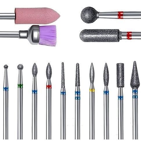 Juego 14 Brocas Para Uñas Kit Profesional Brocas Rotativas P