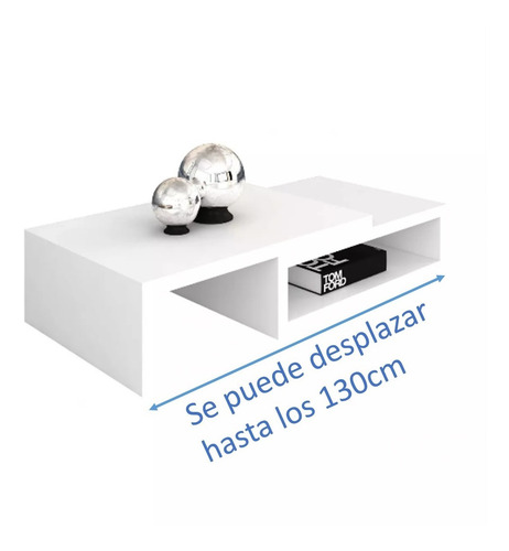 Imagen 4 de 6 de Mesa Ratona Extensible 70cm A 130cm Laqueada Negra Baja