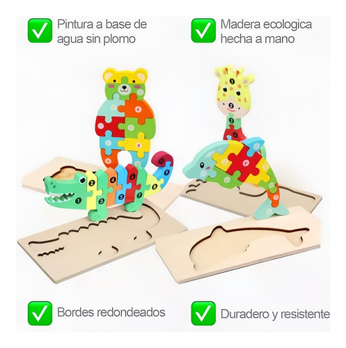 Juguetes Infantiles De Rompecabezas Digitales De Madera Con