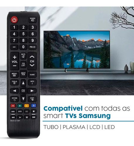 Controle Remoto Para Tv Samsung 4k Lcd Led Plasma Teclas Smart Hub E Futebol