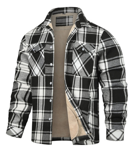 Chaqueta Tipo Camisa De Franela A Cuadros De Forro Polar Con