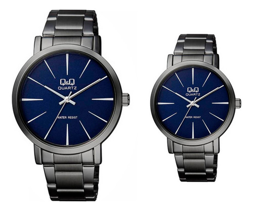 Relojes Pareja Duo Qyq Acero Quartz Q892j422 Acero + Estuche