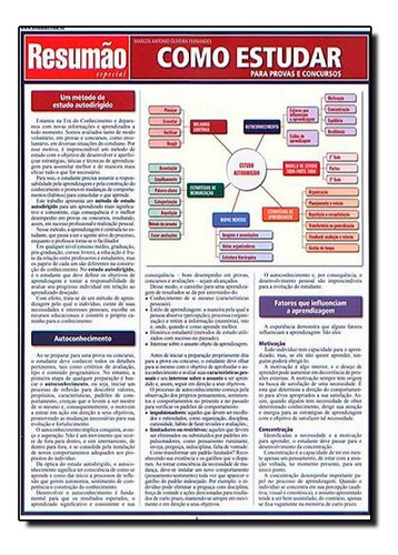 Resumao - Como Estudar Para Provas E Concursos, De Marcos Fernandes. Editora Bf&a Em Português