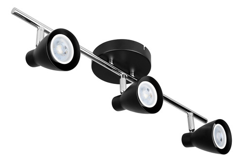 Lámpara Decorativa Tipo Riel Triple Spot Gu10 50w Tr-2403 Color Negro