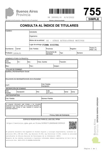 Imagen 4 de 8 de Informe De Dominio Inmueble-titularidad. Pcia Bs As Y Caba