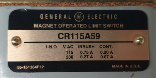 Imagen 3 de 5 de Interruptor Ge De Límite Operado Por Imán Cr115a59