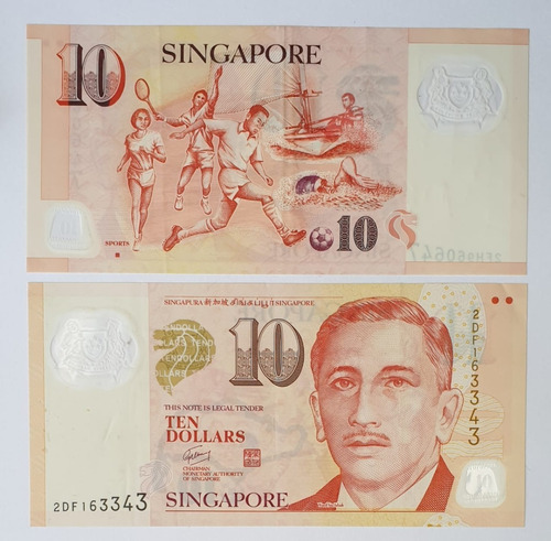 Billetes Mundiales : Singapore 10 Dolares Año 2004  L