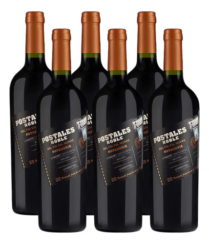 Vino Postales Roble Cabernet Malbec 6x750 Ml.
