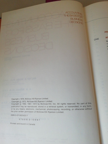 Walter B Meigs Accounting The Basis For Business Decisions (Usado)