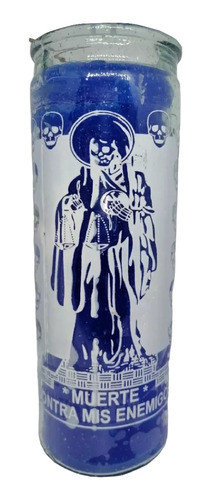 6 Veladoras Esotérica Santa Muerte Azul Parafina 100%