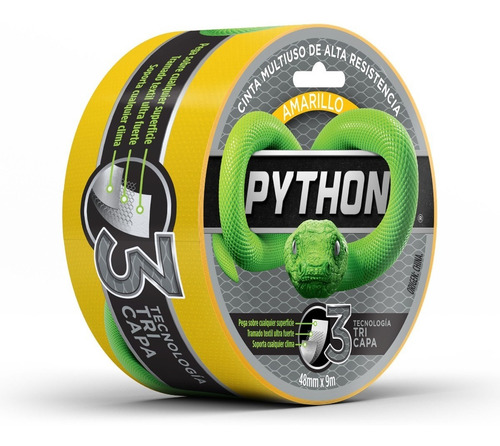 Imagen 2 de 3 de Python® Cinta Multiuso Alta Resistencia Amarillo (48mmx9mts)