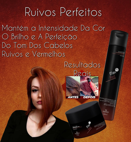 Kit Shampoo Matizador Ruivos Tom Perfeito Max Red Brilho