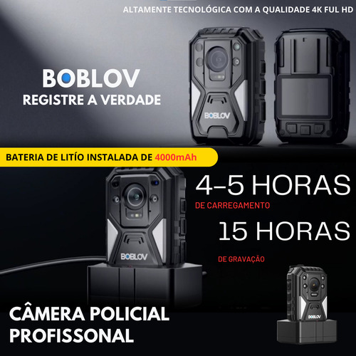 Câmera Bodycam Boblov Corporal 4k Noturna Com Infravermelho