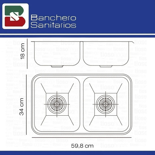 Pileta Bacha Doble De Cocina Johnson Cc28/18 Acero Inox