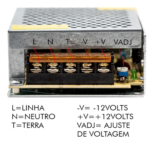 Imagem 4 de 10 de Fonte Colméia 12v 5a 60w S60-12 Cftv Led Bivolt