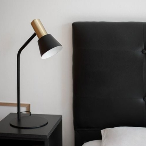 Lampara Velador Mesa Escritorio Negra Bronce Milano Manfroni
