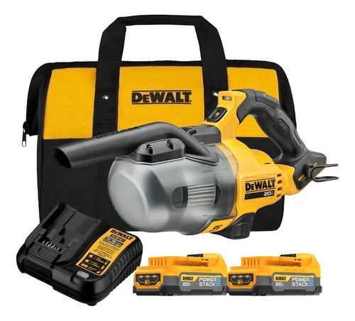 Aspirador de Pó Portátil Sem Fio Dewalt, Modelo DCV501HB, Ferramenta Ideal para Limpeza de Canteiros de Obra, Kit Acompanha 2 Baterias, 1 Carregador e Bolsa para Transporte, 20V