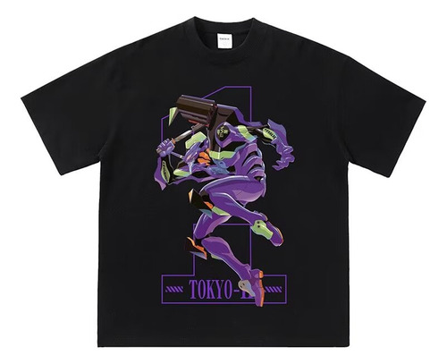 Camiseta De Manga Curta Creative Eva Evangelion Angel Trend