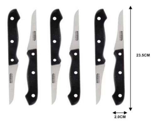 Set 6 Cuchillos De Acero Mango Acrílico Negro