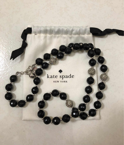Collar Largo Kate Spade New York Bolas Negras Orbe D Cristra
