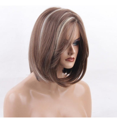 Peluca Rubia De Cabello Natural A La Moda Para Mujer