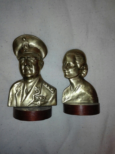 Bustos De J. D. Perón Y Evita En Bronce. Los Dos.