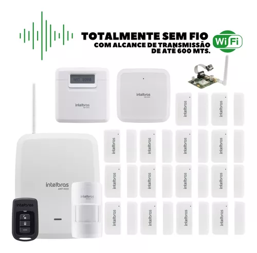 Kit Sistema De Alarme Amt 8000 C/ 8 Sensores Intelbras