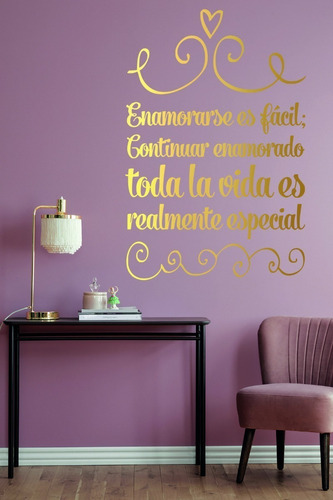 Vinil Decorativo Paredes Frases Letras Enamorarse Es Facil