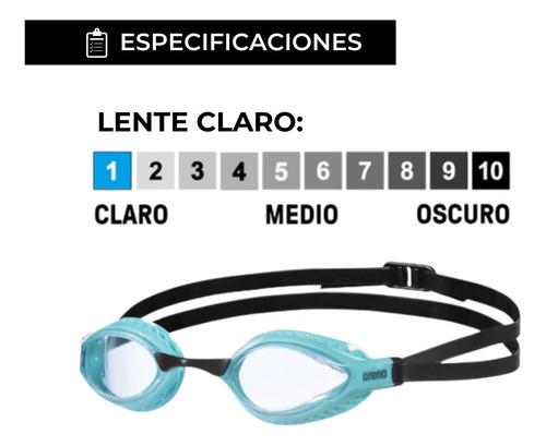 Antiparras Arena Original Antifog Uv Natación Clear Turquoise