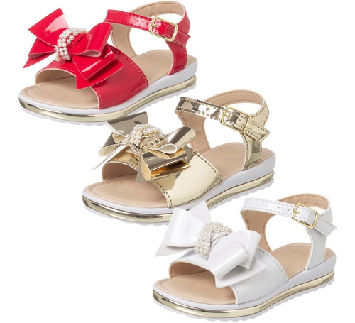 Imagem 1 de 4 de Kit 3 Pares Sandalia Infantil Feminina Rasteirinha Tratorada
