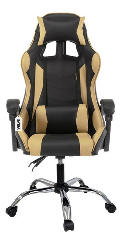 Cadeira Gamer Giratória Com Rodinhas Cg1.10 Dourado