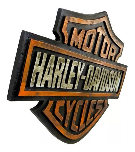 Placa Decorativa Emblema Harley Davidson Resina Relevo Retro