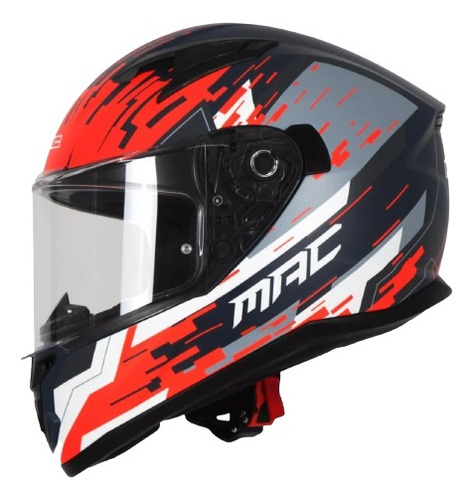 Casco Moto Integral Mac Deep Azul/naranja Agrobikes