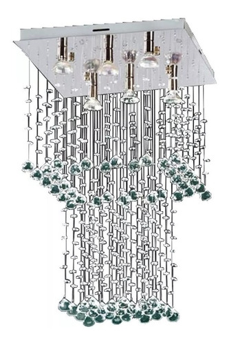 Plafon Moderno Caireles Cristal Colgante Cuadrado 8 Luces