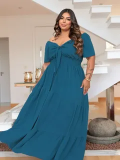 Vestido Plus Size Blogueira Manga Longo Ate 54 Linha Premium