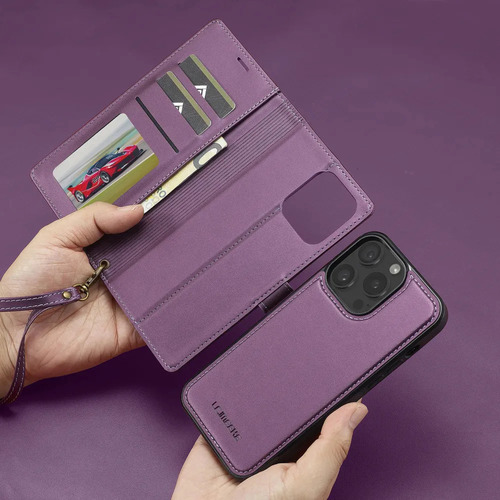 Funda Tipo Cartera De Piel Perforada Extraíble 2 En 1 Para I .