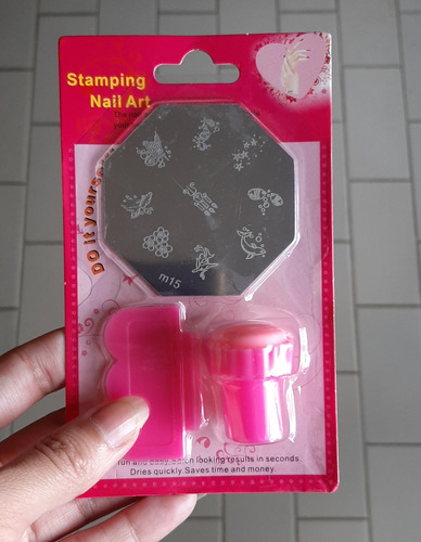 Kit Para Stamping Con Lamina Y  Sello Uñas Manicura 