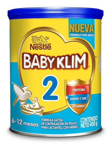 Leche de fórmula en polvo Nestlé Baby Klim 2 en lata de 1 de 400g - 6  a 12 meses