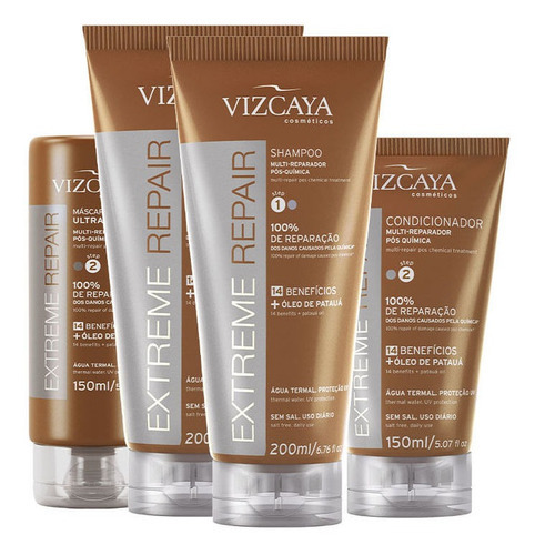  Kit 2 Shampoos + Condicionador + Máscara Extreme Repair