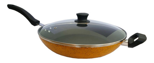 Panela Wok Antiaderente Grande Com Tampa 30cm Extang